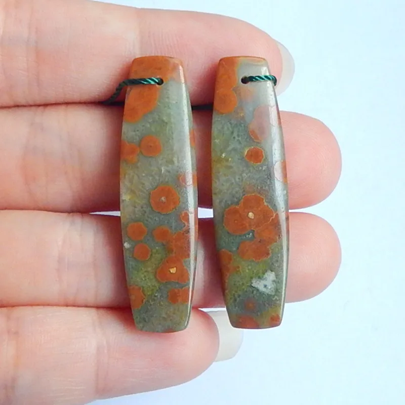 

1 Pair Ocean Jasper fashion woman Earring pair,Wholesale gemstone Earrings for Gift,41x11x4mm,6.9g