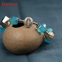 Leensun Jewelry, ручной работы 925 серебро с амазонитом/бисер/браслет для женщин/подарок