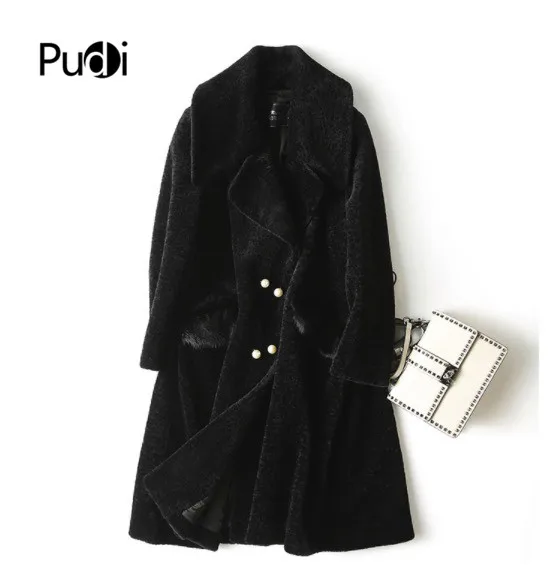 

women's winter real wool overcoat warm jacket real mink fur girl coat lady Long jacket overcoat 17073