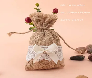 

50Pcs/Packs New Fashion Useful Wedding Favor Christmas Hessian Burlap Jute Gift Bags Drawstring Pouch Home
