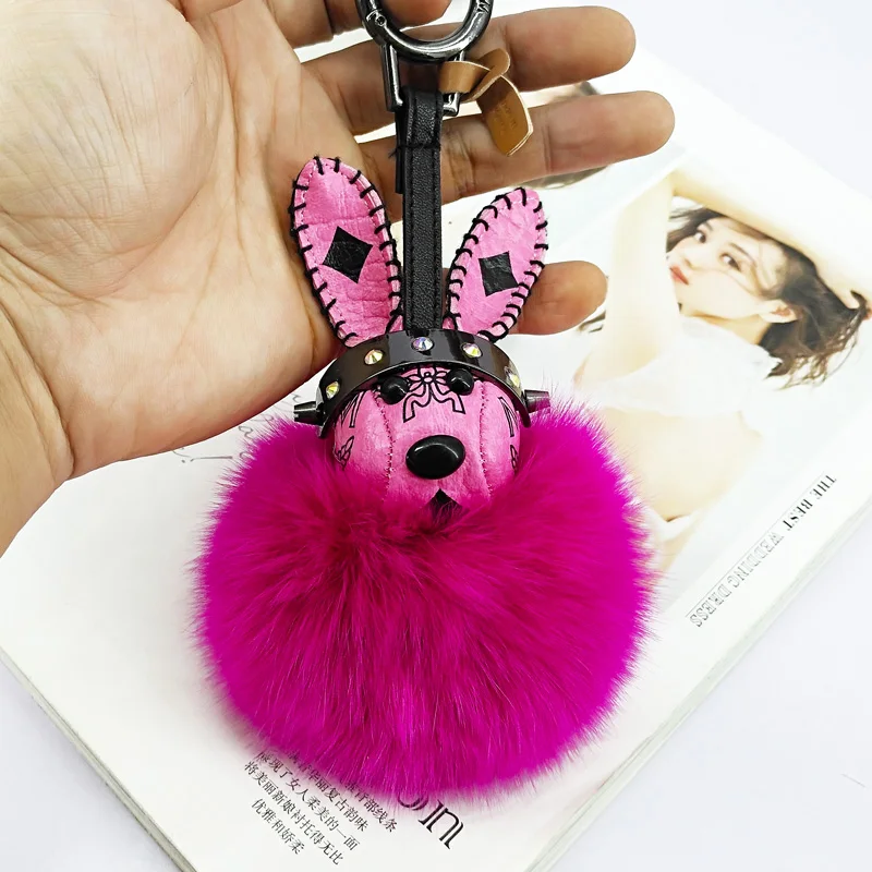 

Cartoon Rabbit Pokemon Key Chains Fox Hair Fluffy Balls Keyring Bags Pendants Decoration for Girls Jewelry Ornaments Kids Toys