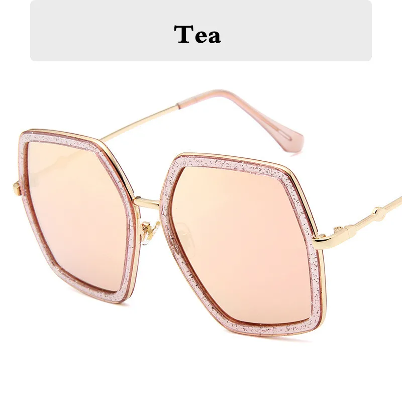 Дизайнерские брендовые солнцезащитные очки для женщин, очки в стиле ретро, очки для мужчин и женщин, солнцезащитные очки Gafas, большая коробка, большие винтажные многоугольные очки - Цвет линз: Tea
