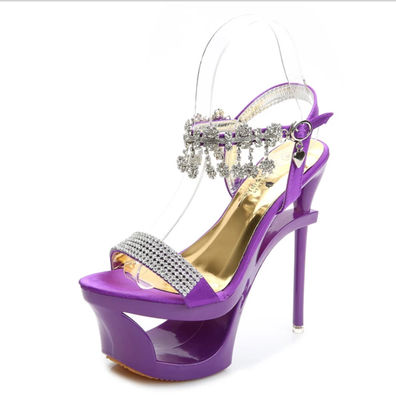 

617 Summer new sandals fashion seasonal tide waterproof platform super high heel shoes high nightclub sexy water drill fine