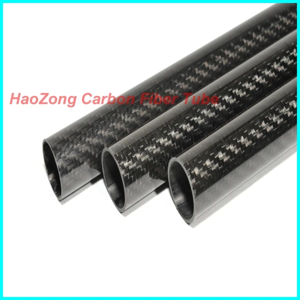 2 Tubes 2 25mm x 23mm x 1000mm 3K Roll Wrapped 100% Carbon Fiber Tube Glossy Surface - Carbon Fiber Tubes 