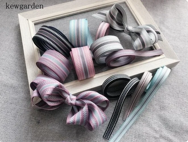 

Kewgarden 25mm 1" Stripe Jacquard Ribbons Handmade Bowknot Satin Ribbon DIY Riband Garment Accessories 5M / Lot