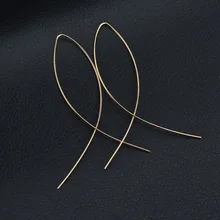 Модные простые серьги-гвоздики в форме рыбы для женщин, ручная работа, медная проволока, Букле д 'ореиль, геометрические массивные серьги, новинка