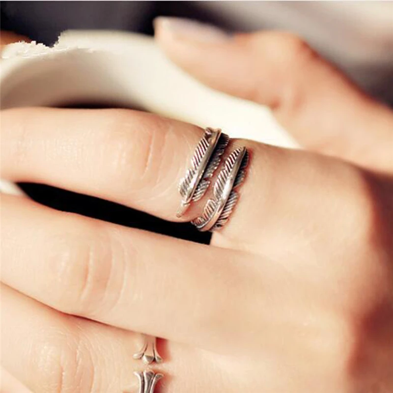 1Pc Adjustable Vintage Feather Arrow High-quality Opening Rings For Women Silver Jewelry Unisex New
