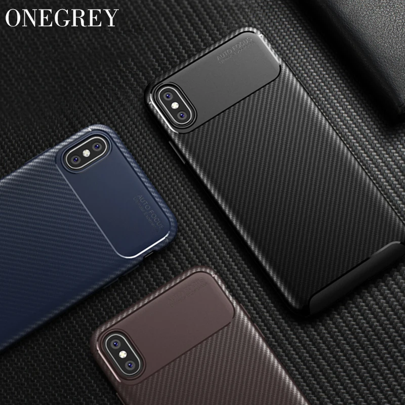 

Soft Carbon Fiber Silicone Case for Iphone Xs Max Xr X 8 7 6 6s Plus Fundas Matte Rugged Protective Armor Bumper Back Cover
