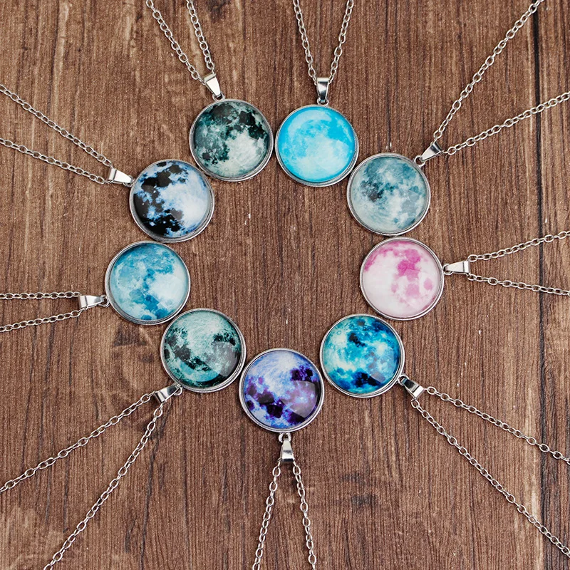 12pcs/lot Universe Starry Nebula Gem Glowing in Dark Pendant Necklace