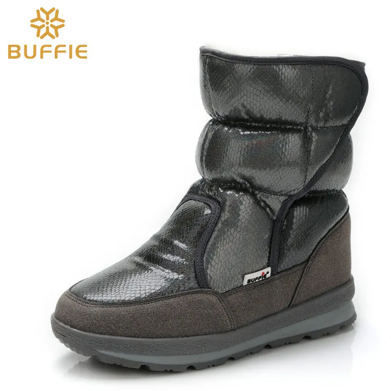 Beste Snowboots jongens Winter warme schoenen grijs donker effen kleur mannelijke Boota natuurlijke gemengde wol pluche bont gratis verzending antislip zool