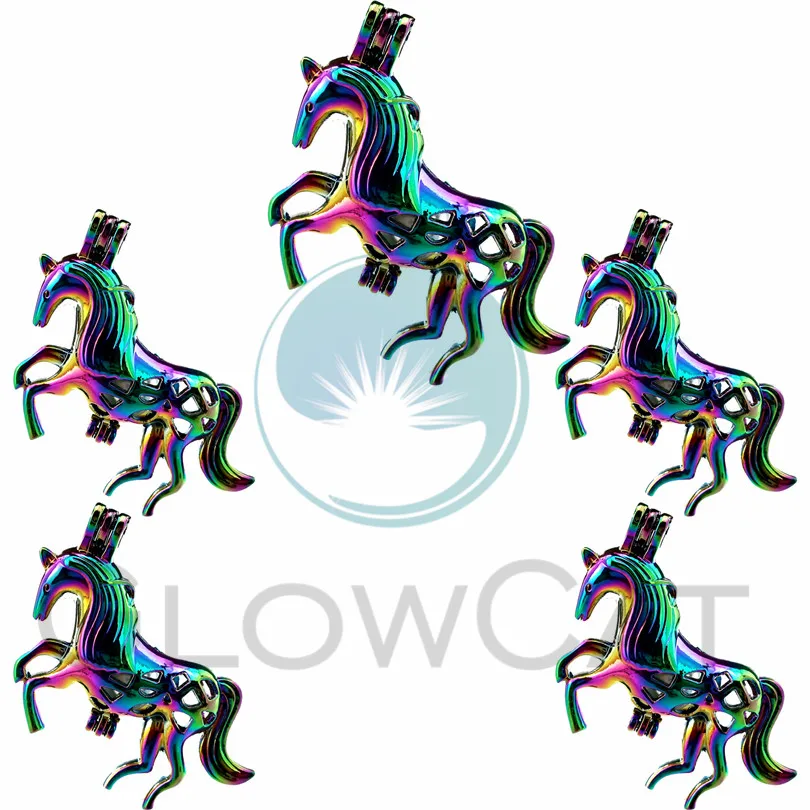 5X Rainbow Unicorn жемчуг клетка-медальон эфирное масло колье аромараспылитель подвески для устричная жемчужина DIY серьги кулон