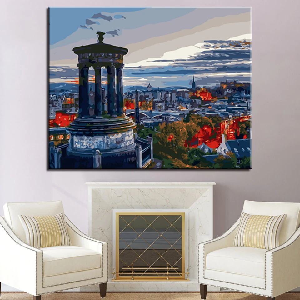 Canvas Unique Gift For Home Decoration Building Landscape DIY Digital