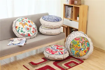 

Removable Home Decorate Round Soft Cushion Sofa Decorative Linen Vintage Ethnic Style Throw Pillows with inner core 50x50 CU0801