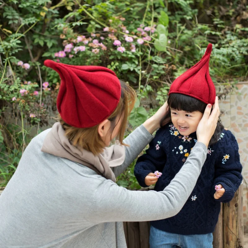 Осень Зима теплые Взрослые женщины Остроконечные шапки яркие зимние тёплые вязаные шапки кепки, имеющие форму ветряных мельниц