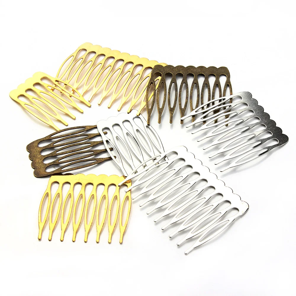 

LOULEUR 10pcs/lot Gold Color 5/8/10 Teeth Metal Hair Comb Clips Claw Hairpins Jewelry Findings For Women Wedding Hair Jewelry
