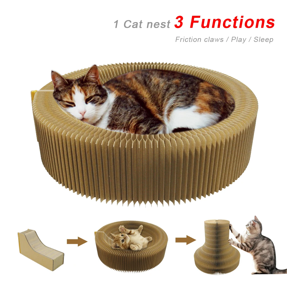 

Cat Scratcher Cardboard Collapsible Cat Scratcher Lounge Bed Interactive Cat Toy Kitten Scratching Pad Toy For Playing