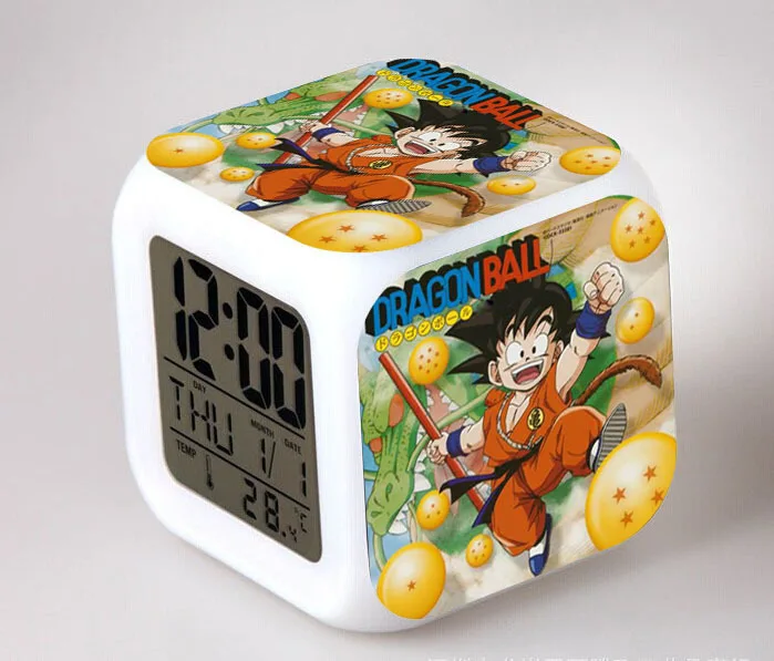 Япония Аниме DRAGON BALL Z Сон Гоку 7 цветов изменить светящийся будильник часы