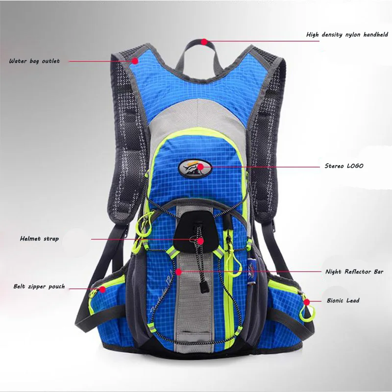 12л сумка для воды для верховой езды ультра-светильник Воздухопроницаемый спортивный рюкзак для бега Открытый водонепроницаемый походный рюкзак для воды рюкзак для велосипеда