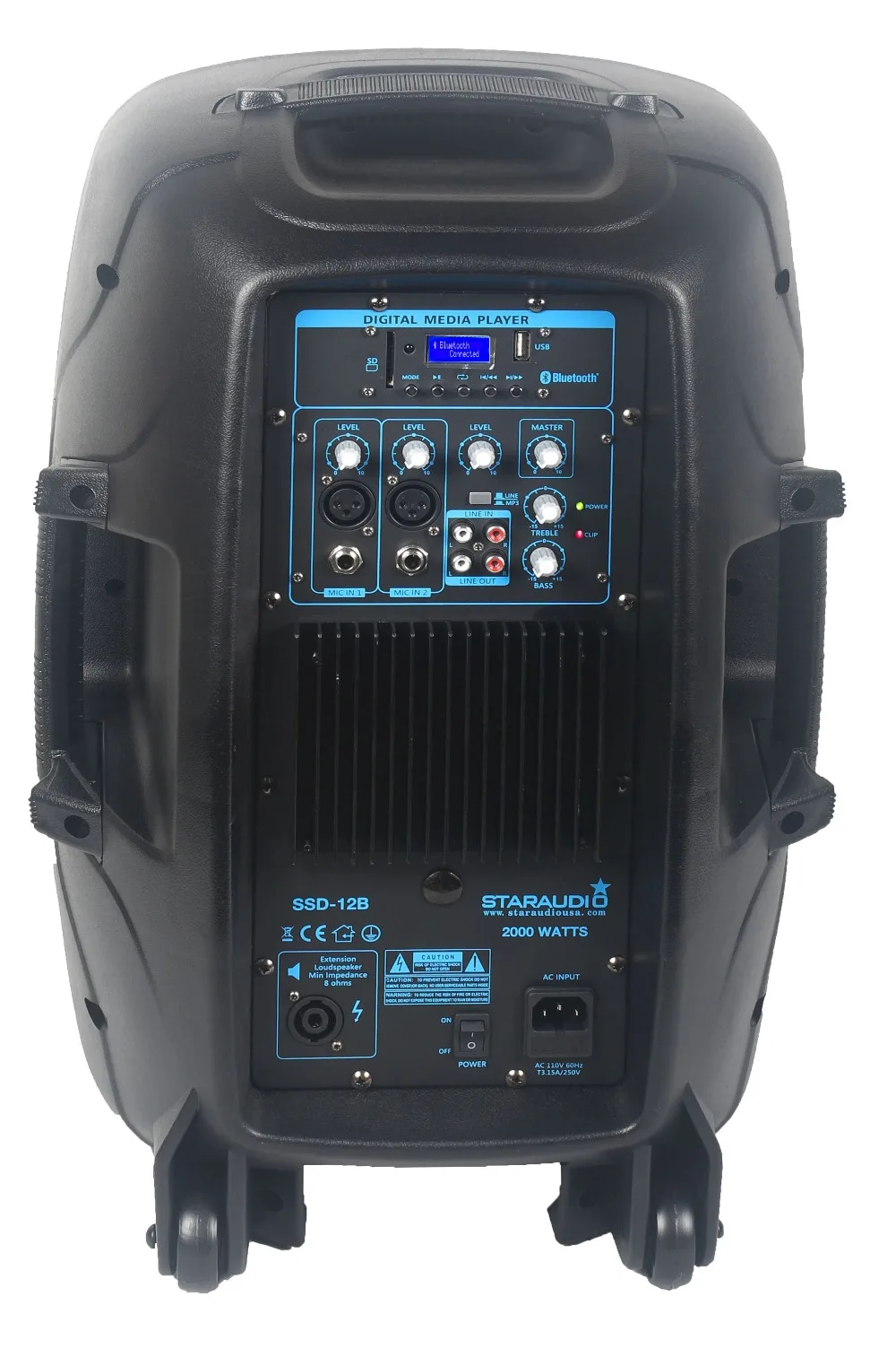 dual 12 inch 2000w dj pro stage pa powered speakers with cables stands