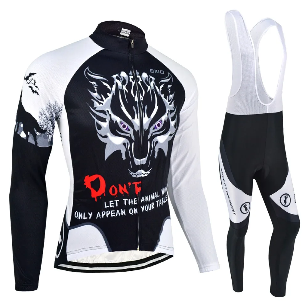 

BXIO Cycling Jersey Winter Thermal Fleece Long Sleeve Warm Kit Wolf Print Autumn Clothing Roupas De Ciclismo Maillot Hombre 068