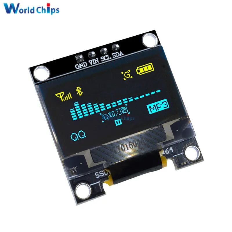 0 96 дюймовый IIC последовательный желтый синий OLED дисплей модуль 128X64 I2C SSD1306 12864
