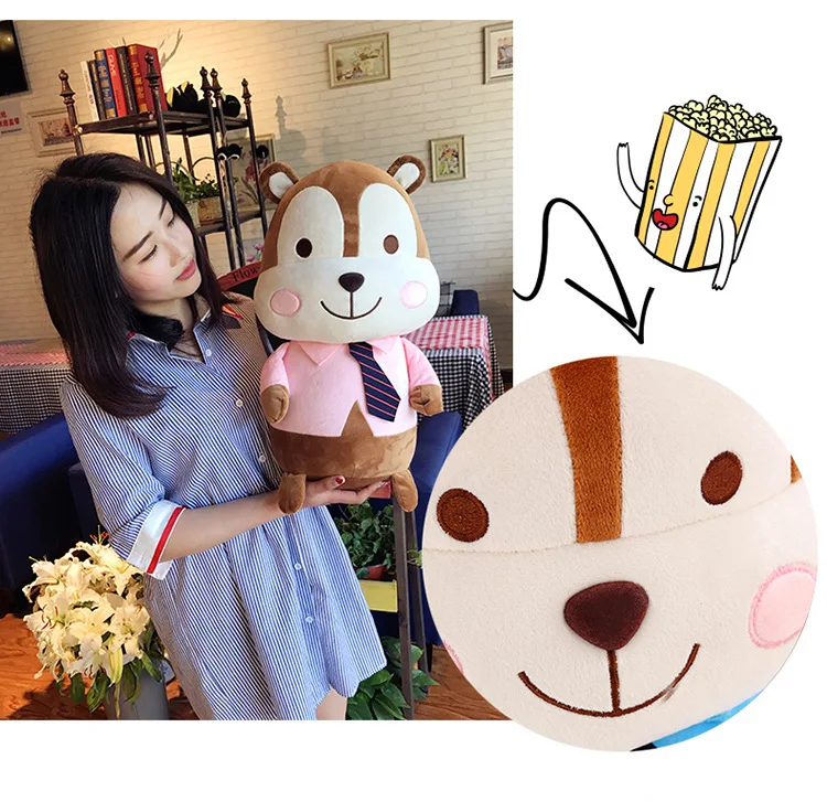 

big plush squirrel toy with tie stuffed pink cloth squirrel doll gift about 50cm