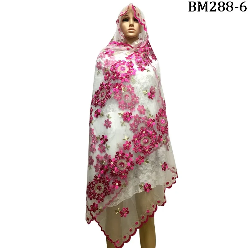 

New Africa scarf ,Muslim embroidery women big scarf ,Big plain embroidery net scarf Size 2.2*1.05 meter,suit for Shawls Wraps