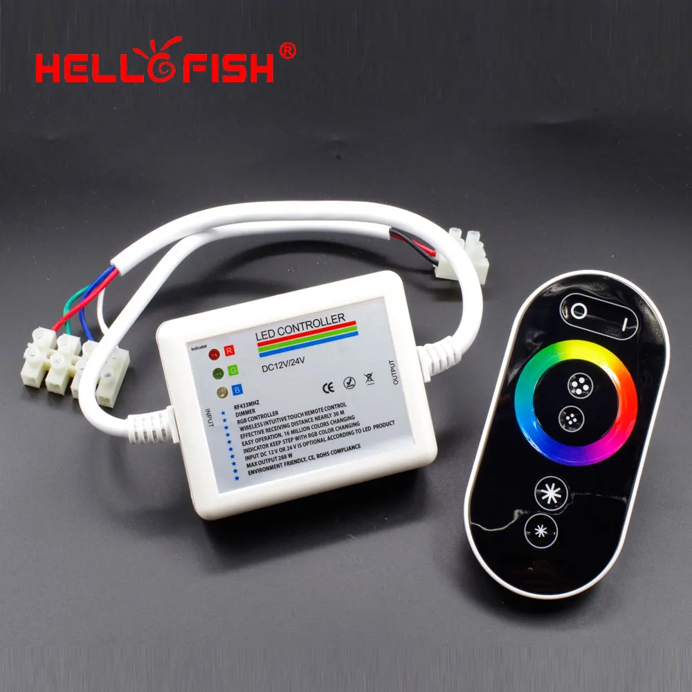 Hell Fish RGB сенсорная панель управления Лер DC 12-24 В RF беспроводной пульт дистанционного управления для RGB светодиодные ленты