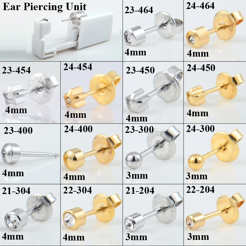 Disposable Sterile Ear Piercing Unit Cartilage Tragus Helix Piercing Gun Tool Kit Build In Steel Stud Earring Star Ball ear piercing tool