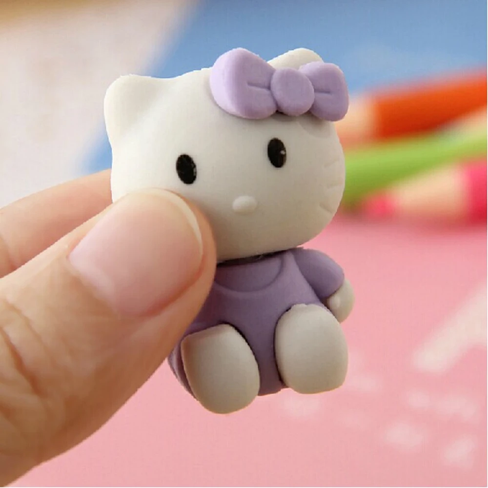 1X Kawaii Hello мультяшный Кот в форме ластика резиновый ластик призы для учеников