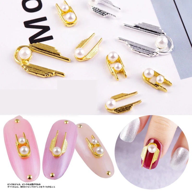

1PCS New Nail Rhinestone U-Shaped Art Glitter Pearl Caviar Metal Beads 3D Jewelry Gem Charm Nail Decoration