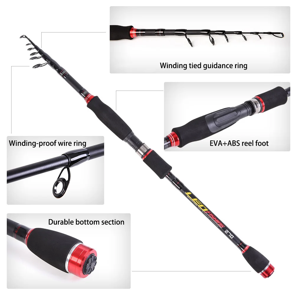 Isca de Fibra de Carbono Vara de Pesca Roda de Fiar Linha de Chumbo Telescópica Anzol Crank Ganchos Iscas Soft Isca Dura Pesca T27772 Leo Kit Mod. 1231391 6 Leo Kit Isca de Fibra De Carbono