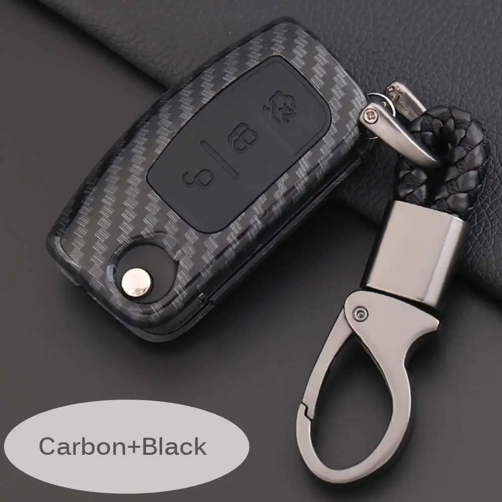 Carbon-Black 3 кнопки силикон+ ABS Автомобильный Брелок дистанционного управления с ключом Автомобильный ключ Настенный Чехол для Ford Fiesta Focus 2 Ecosport Kuga Escape C Max Ka ключ для mondeo pad - Название цвета: Carbon-Black