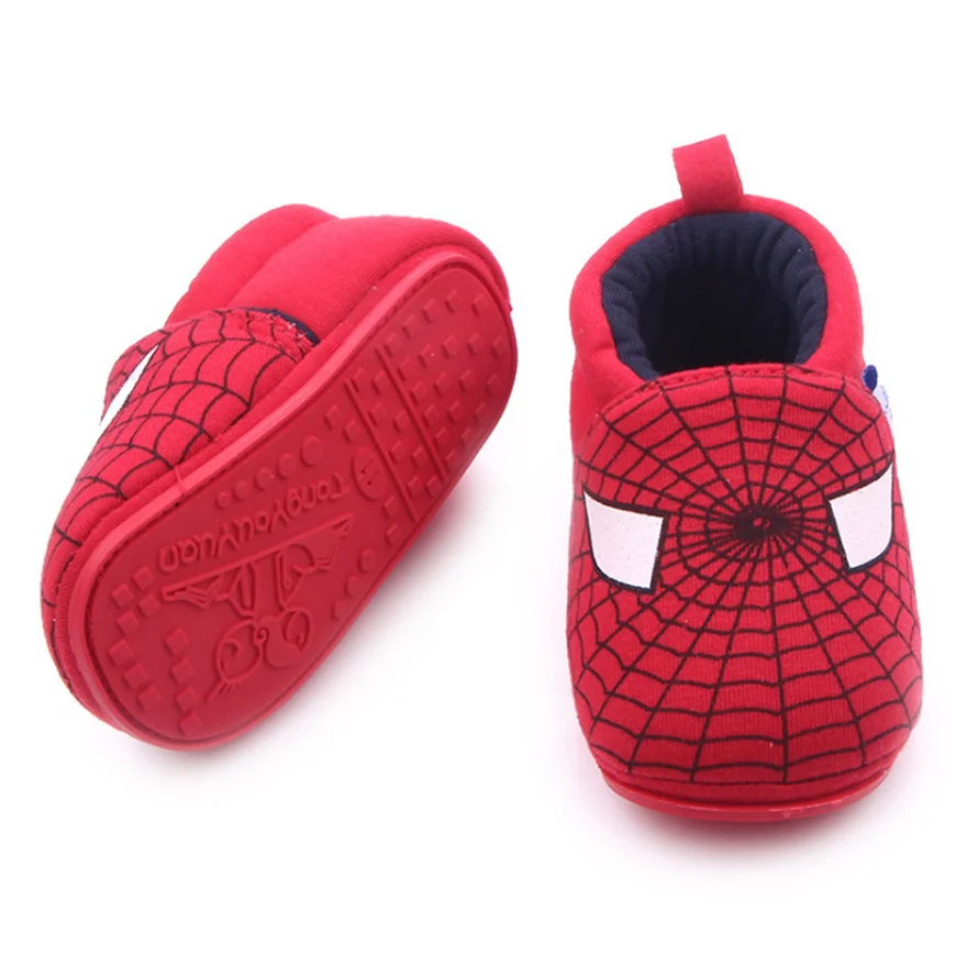 Red Spiderman Милые теплые детские тапочки с героями мультфильмов; обувь для малышей; обувь на резиновой подошве; нескользящая подошва; хлопковая детская обувь - Цвет: Red Spiderman