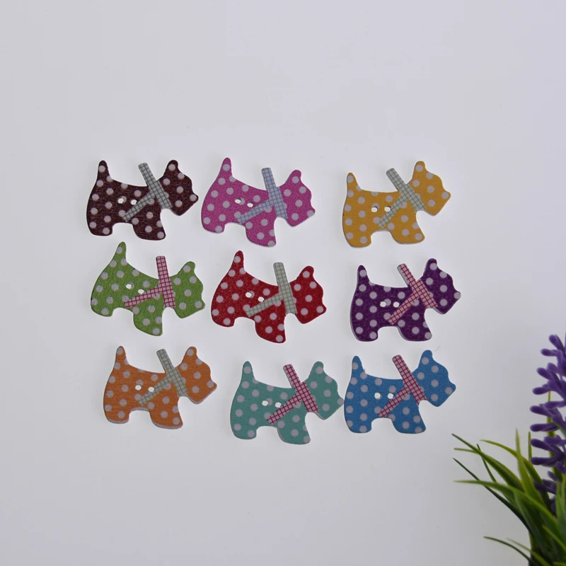 

50 Pcs Animal Fox Rabbit Bird Cat Wooden Buttons Scrapbooking Crafts DIY Baby Educational Clothing Sewing Accessories Decoration