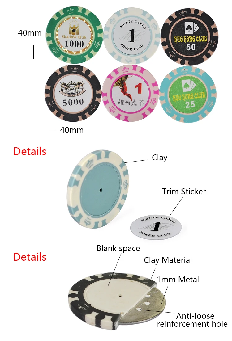 Настроить глиняные короны покер чип с высоким качеством дизайн логотипа и деноминации и цвет самостоятельно
