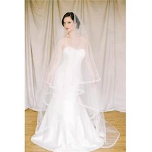 ISHSY Часовня белый слоновая кость Тюль Свадебные фаты для невест двойные слои с Расческа Румяна аксессуары для вуалей вело de Noiva Фата, свадьба