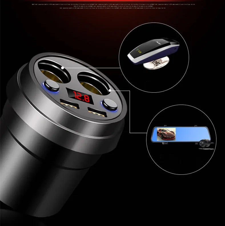

Blucub Car Charger Digital Display Dual USB Port for iPhone iPad Samsung Xiaomi Phone Charging Adapter 3.1A Car-charger