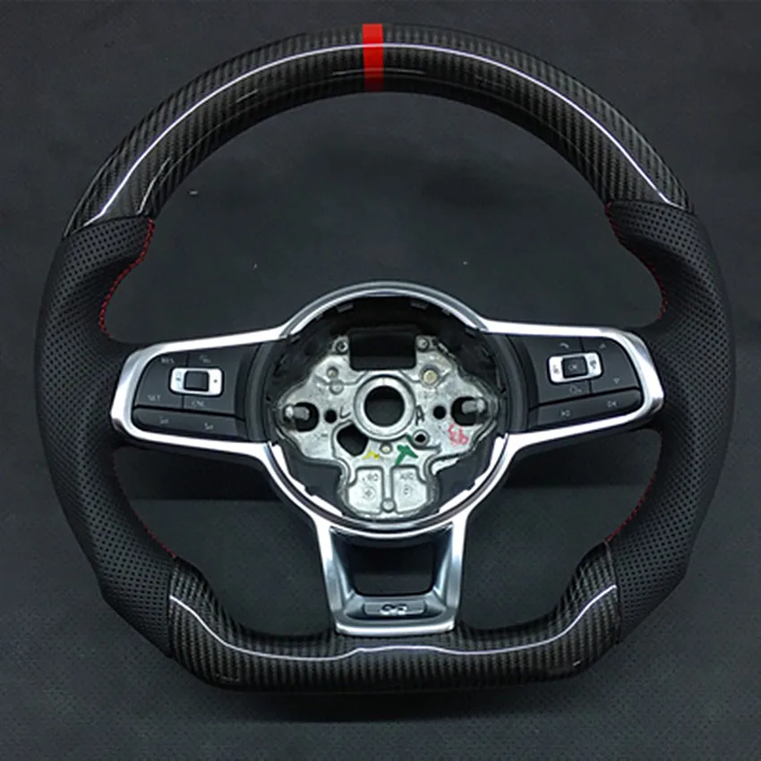 

100% Real Carbon Fiber Steering Wheel For VW Golf 7 G T I Golf R MK7 Replacement