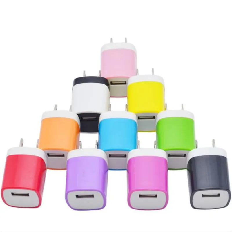 UVR Colorful EU Plug USB Mobile phone Charger 5V 1A AC110V-240V Micro USB Power Adapter For iPhone For Samsung Xiaomi HTC Huawei