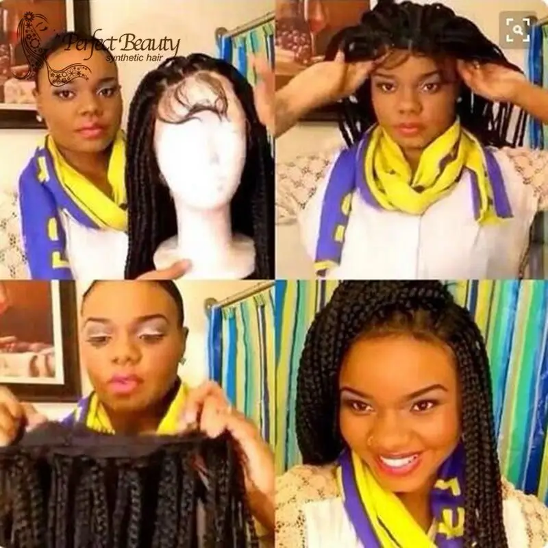 

Lace Front Box Braid Wigs with Natural Baby Hair Synthetic Lace Front Wig Black Hair Glueless Wig Heat Resistant for Black Women