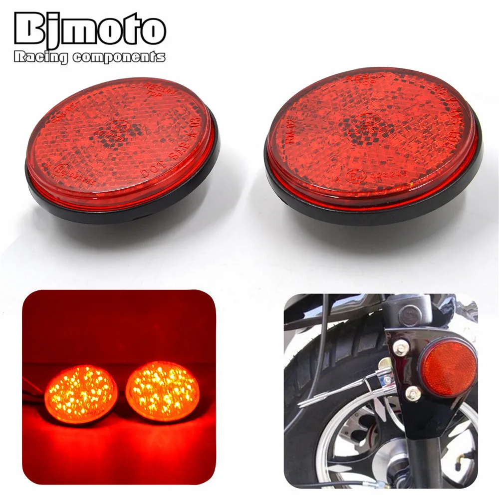 

Pair Universal Round Red Reflector Brake LED Durable Longlife Lamp Light For Motorcycle Cafe Racer ATV UTV Trucks