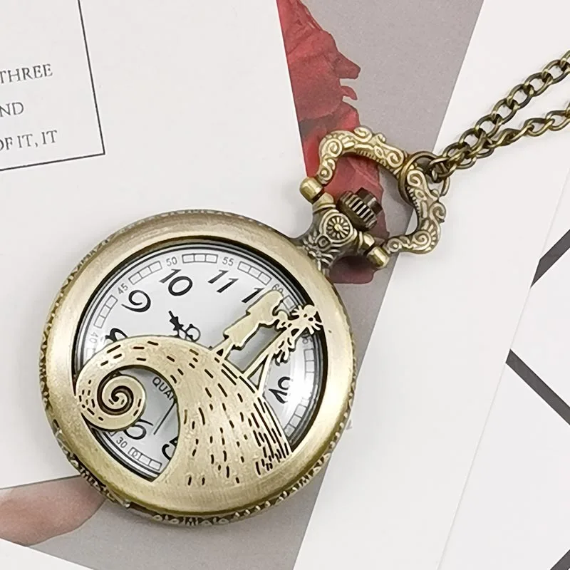 

The Nightmare Before Christmas Jack Skellington Tim Burton Movie Theme Watches Fashion Quartz Pocket Watch Vintage Necklace Gift