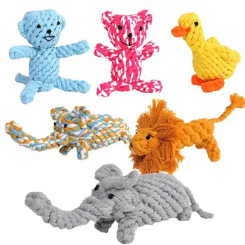 

Cute Cotton Knot Pet Dog Chew Toy Duck Lion Monkey Bear Elephant Pet Puppy Cat Dog Toy Durable Funny Animal Shape Pet Doll