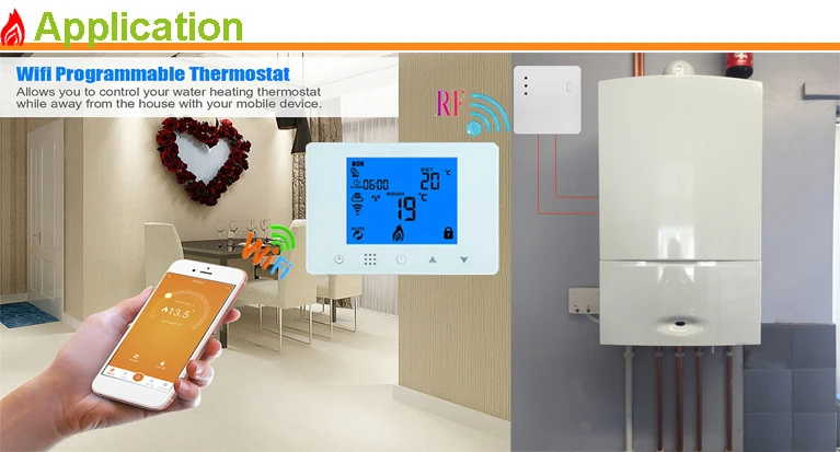 WiFi& RF Wireless Room Thermostat Gas Boiler/Water Floor Heating Smart Temperature Controller Remote Control Alexa Google Home