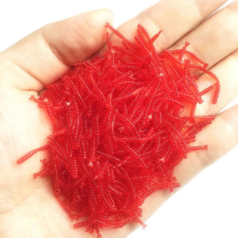 

50pcs/lot Simulation Earthworm Red Worms Fishing Lure Isca Artificial Soft Bait Lifelike Fishy Smell silicone bait QA99