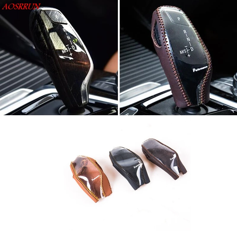 

car-styling fit for BMW X3 G01 gear head covers interior Styling leather Hand-stitched shift knob 2017 2018 2019 car accessories