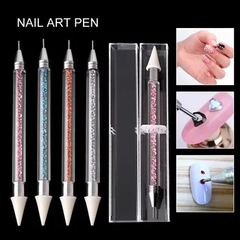 

Dual-ended Nail Art Dotting Pen 4 Colors Crystal Beads Handle Studs Picker Wax Pencil DIY Manicure Decor Tool For Rhinestone SK