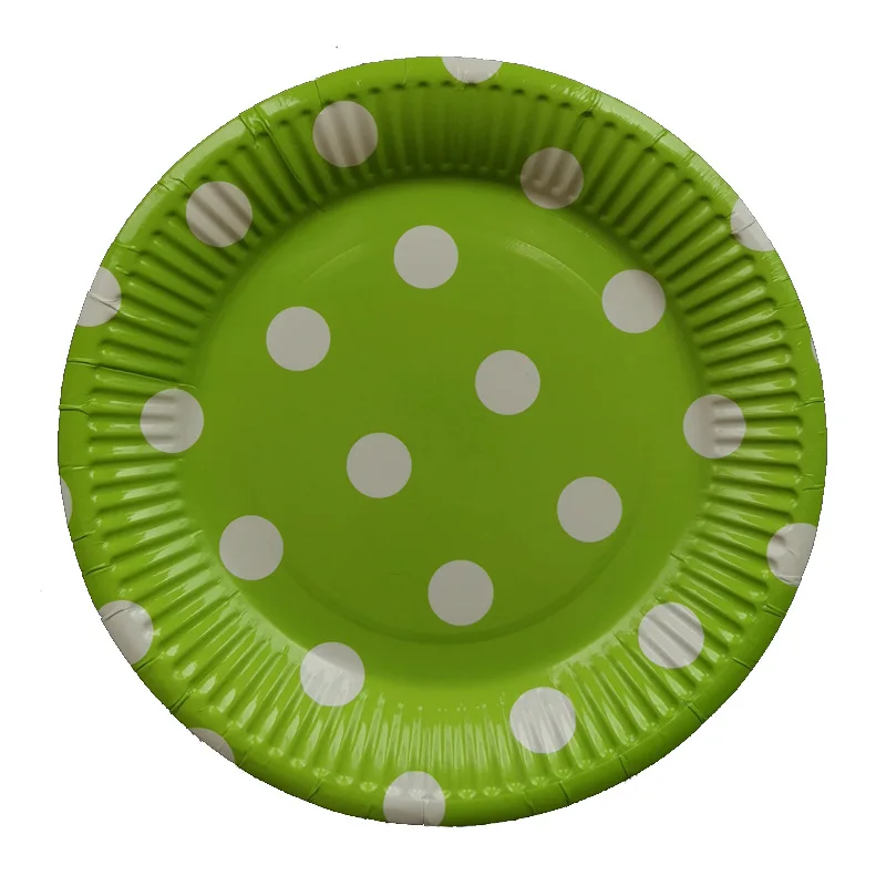 

10pcs fruit green polka dot pattern plates baby shower event decoration polka dots dishes kids birthday party supplies