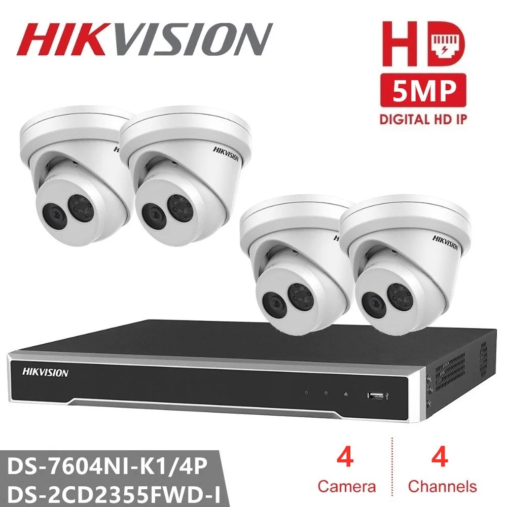 

Hikvision 5MP CCTV Camera Kits 4CH + 4Camera DS-2CD2355FWD-I Security IP Network Turret Camera Video Surveillance 5MP IP Camera